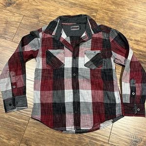Burnside plaid button down long sleeve top